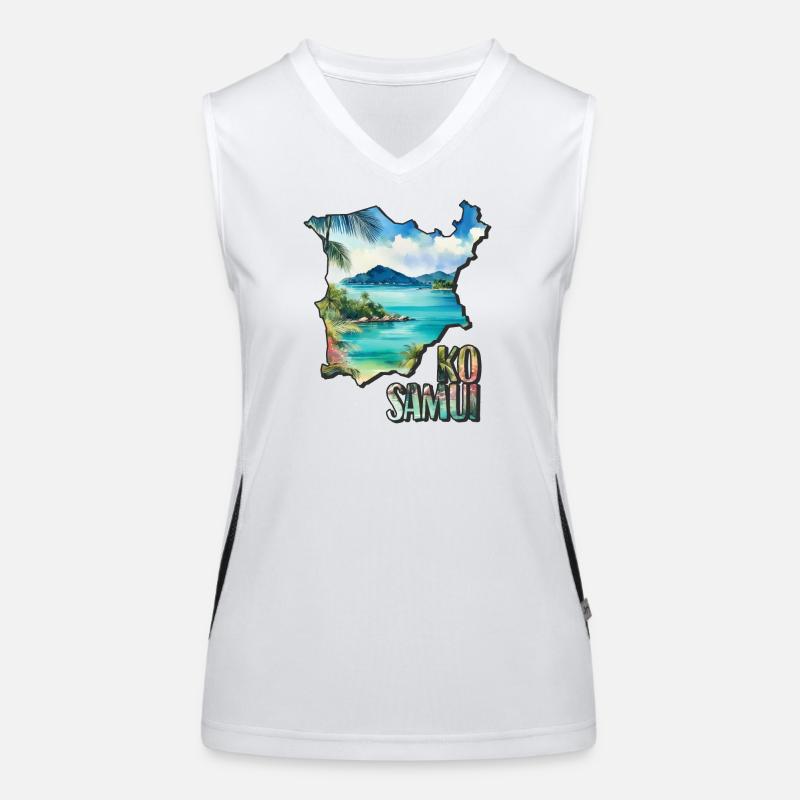 Carte aquarelle Ko Samui Débardeur respirant contrasté Femme