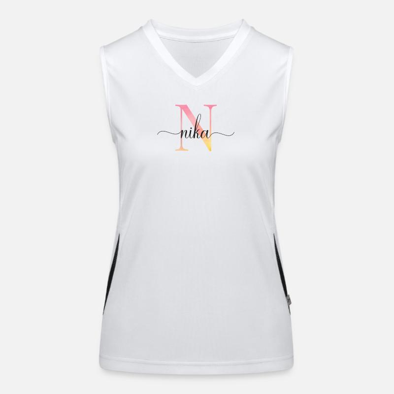 N | Monogramme | Nom | Nika |Aquarelle Débardeur respirant contrasté Femme