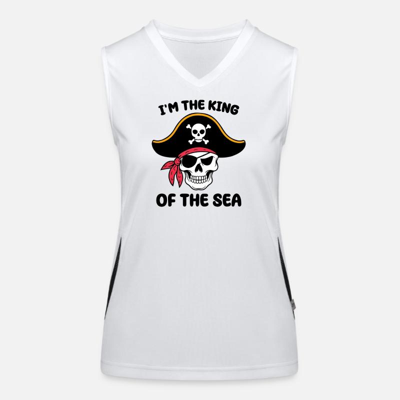 Pirate skull with eye patch Women's Functional Contrast Tank Top