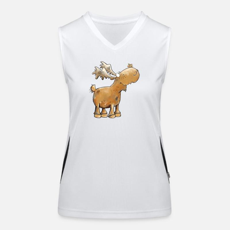 Drolliger Elch Schmetterling Funktionelles Kontrast-Tank Top für Frauen