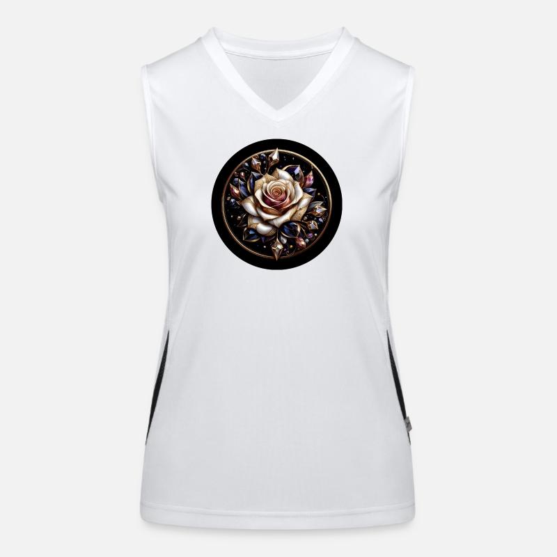 Rose im Diamantkranz - Rose Diamant Edelstein Funktionelles Kontrast-Tank Top für Frauen
