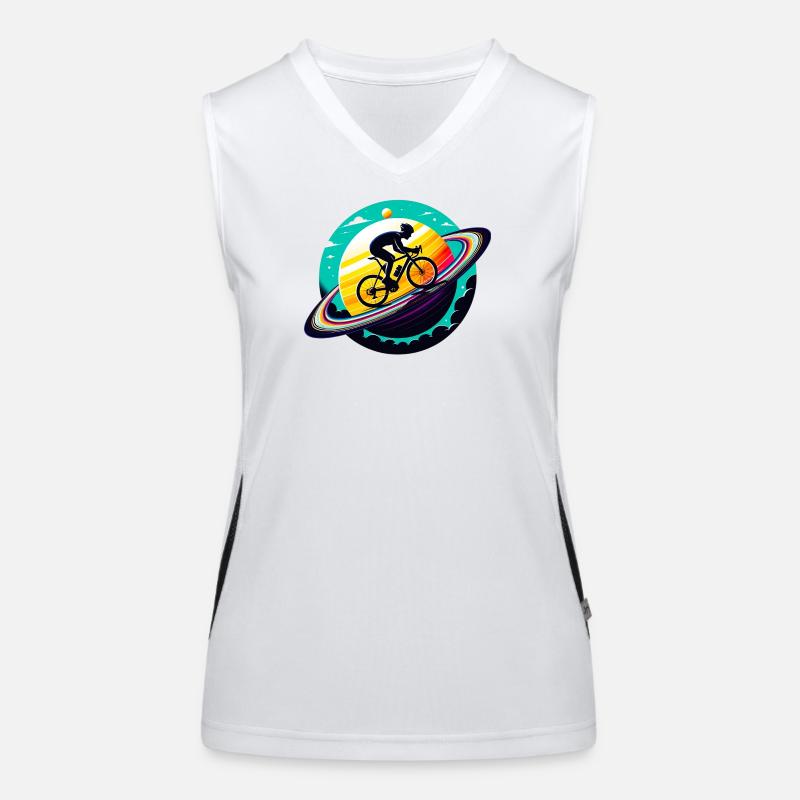 Cyclist on Saturn Women's Functional Contrast Tank Top