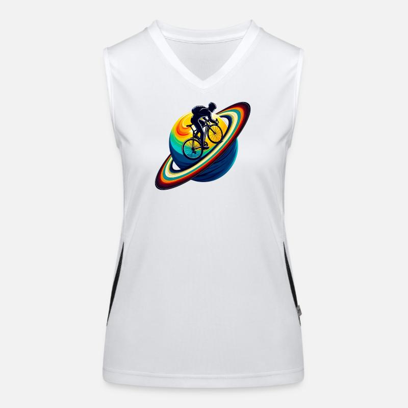 Cyclist on Saturn Women's Functional Contrast Tank Top