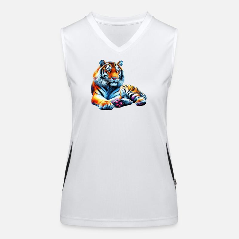 Tiger - Women's Functional Contrast Tank Top - white/black