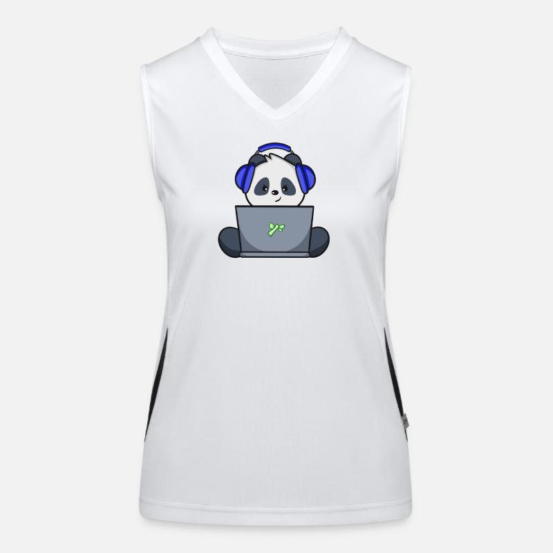Gaming Panda avec casque bleu Débardeur respirant contrasté Femme
