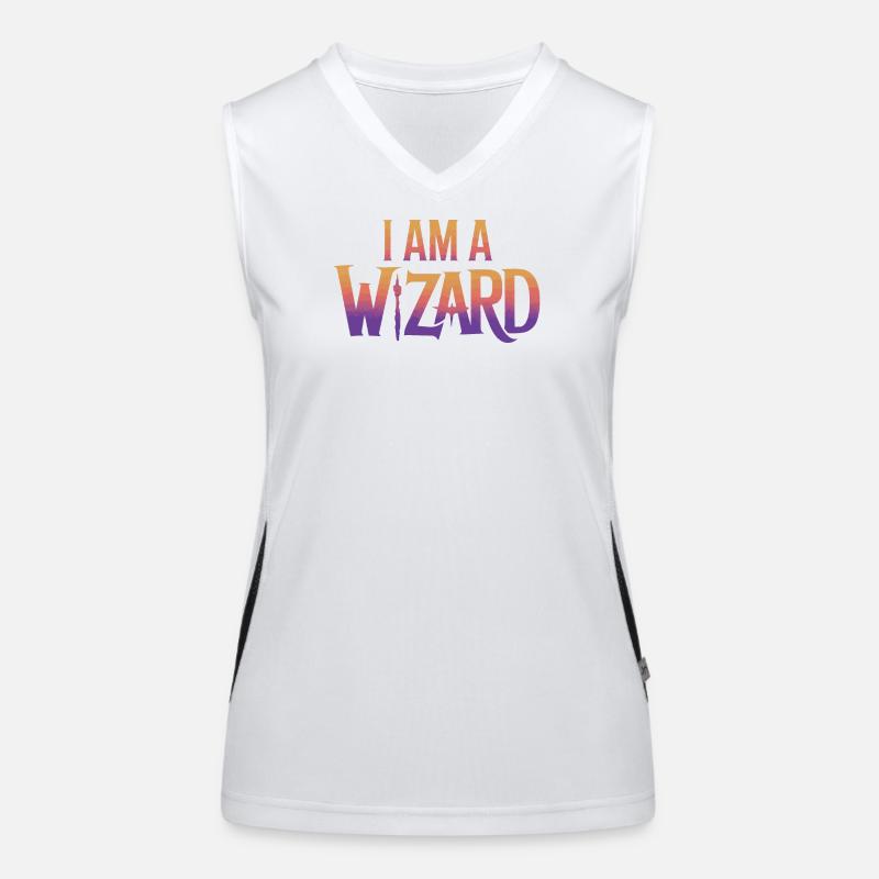 Ich bin ein Zauberer Textdesign Funktionelles Kontrast-Tank Top für Frauen