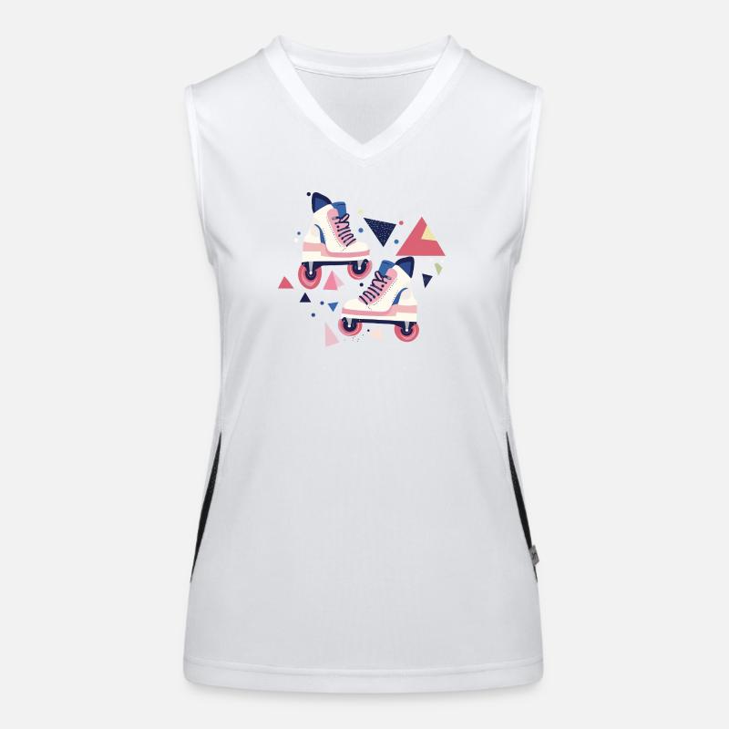 90s pattern roller skates Women's Functional Contrast Tank Top