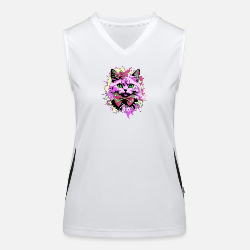 Neonkatze mit Fliege Funktionelles Kontrast-Tank Top für Frauen