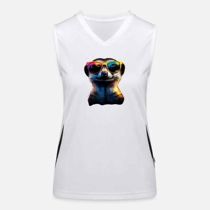 Erdmännchen Sonnenbrille Bunt Süßes Erdmännchen Funktionelles Kontrast-Tank Top für Frauen