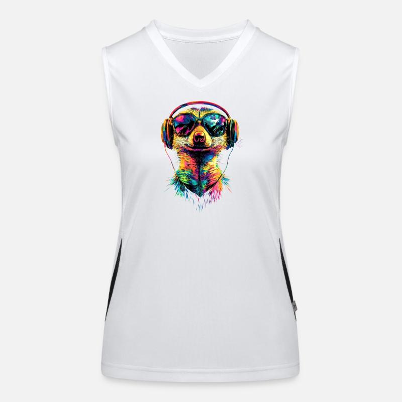 Erdmännchen Sonnenbrille Bunt Süßes Erdmännchen Funktionelles Kontrast-Tank Top für Frauen