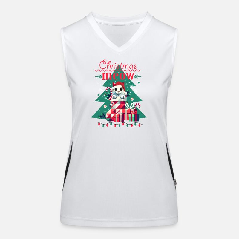 Chat espiègle en bas - Style de Noël laid Débardeur respirant contrasté Femme