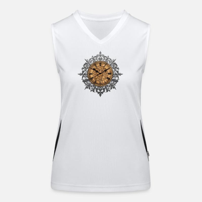 Uhr mit Schnörkeln und Rahmen, Gothic design Funktionelles Kontrast-Tank Top für Frauen