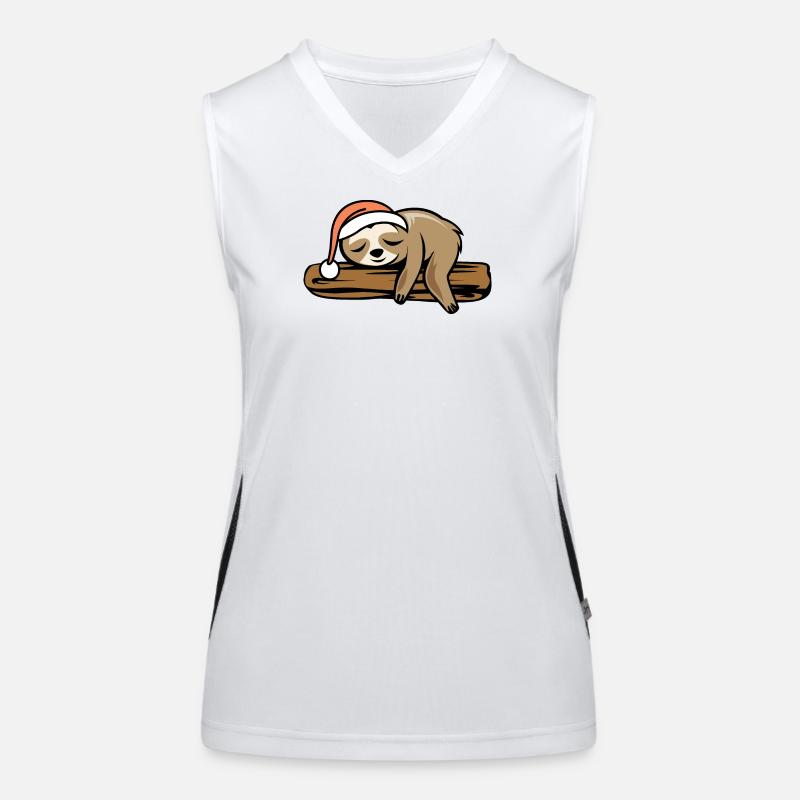 Faultier Weihnachten Baum lustig comic cartoon Funktionelles Kontrast-Tank Top für Frauen