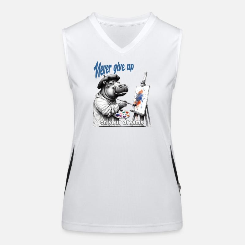 Gib niemals auf Painter Hippo Funktionelles Kontrast-Tank Top für Frauen