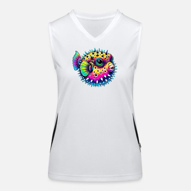 Kugelfisch Funktionelles Kontrast-Tank Top für Frauen