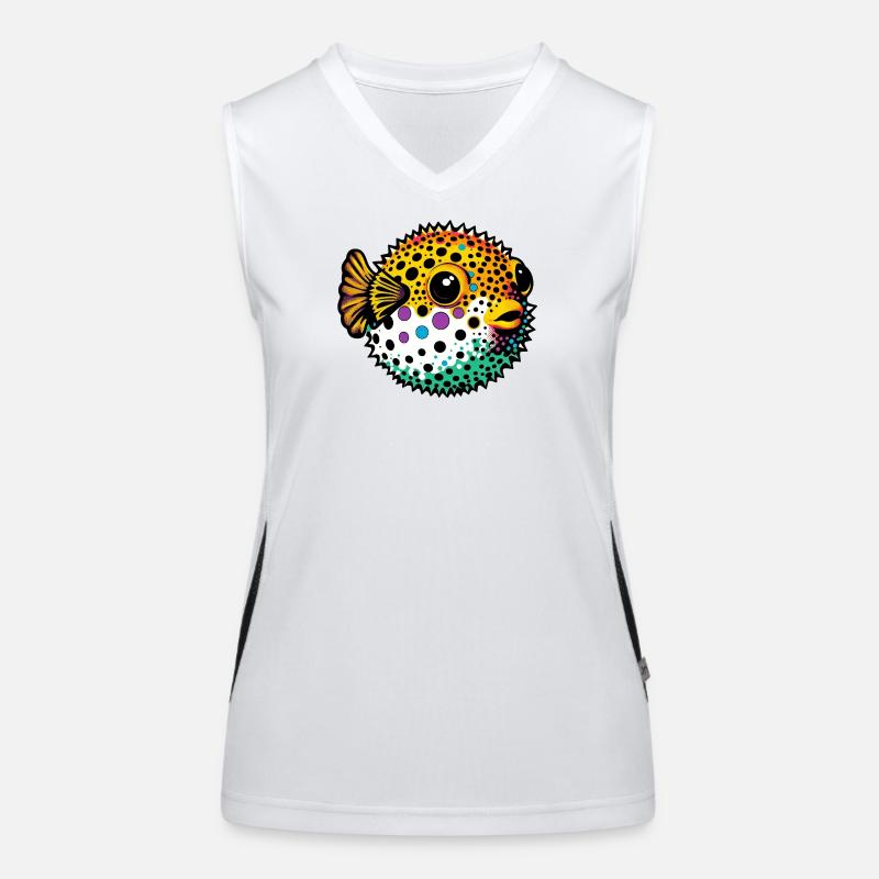 Kugelfisch Funktionelles Kontrast-Tank Top für Frauen