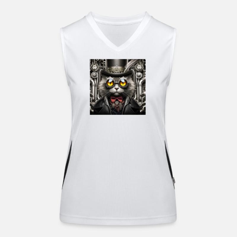 Chat Steampunk Débardeur respirant contrasté Femme
