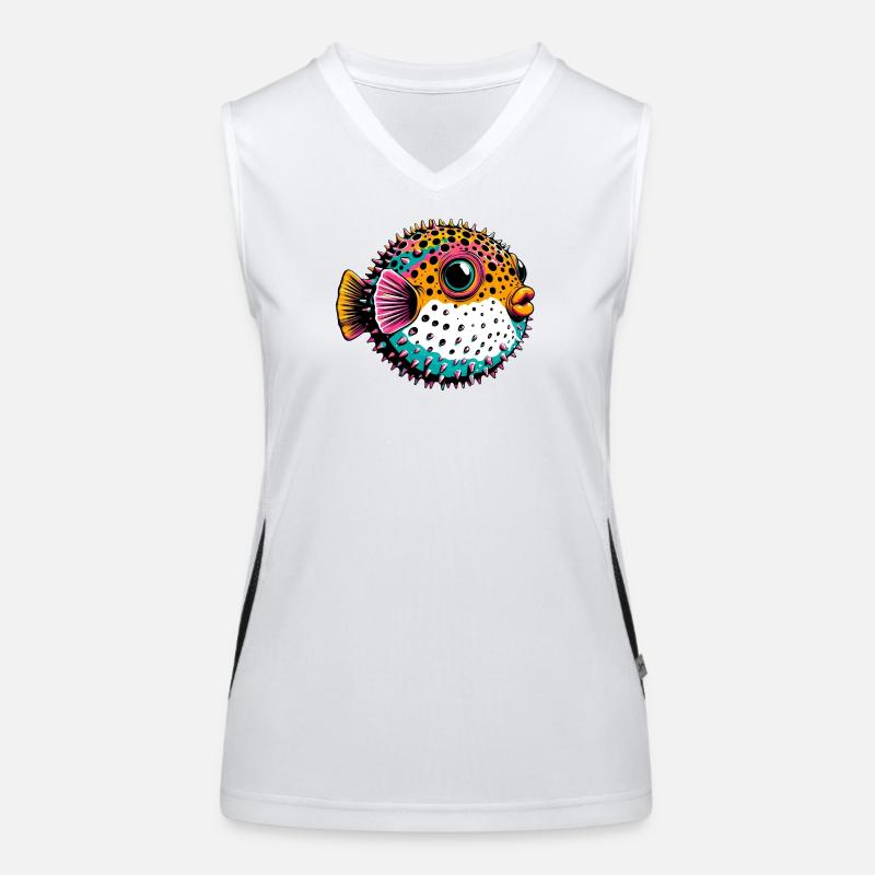 Kugelfisch Funktionelles Kontrast-Tank Top für Frauen