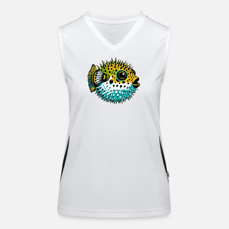 Kugelfisch Funktionelles Kontrast-Tank Top für Frauen