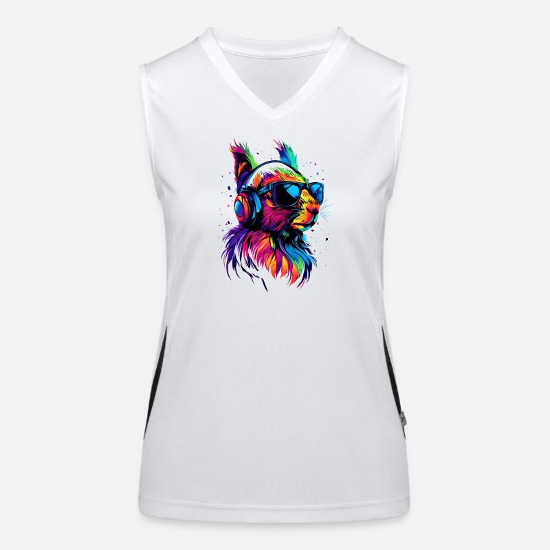 Eichhörnchen Kopfhörer Bunt Popart DJ Eichhörnchen Funktionelles Kontrast-Tank Top für Frauen