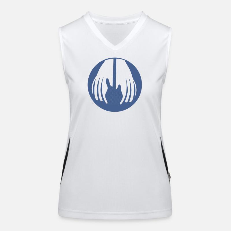 Guitar being held by two hands in this fun optical Women's Functional Contrast Tank Top