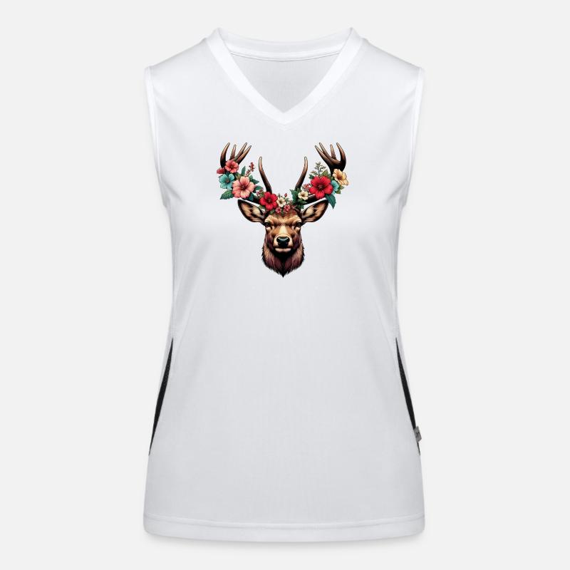 Cerf avec des fleurs Débardeur respirant contrasté Femme