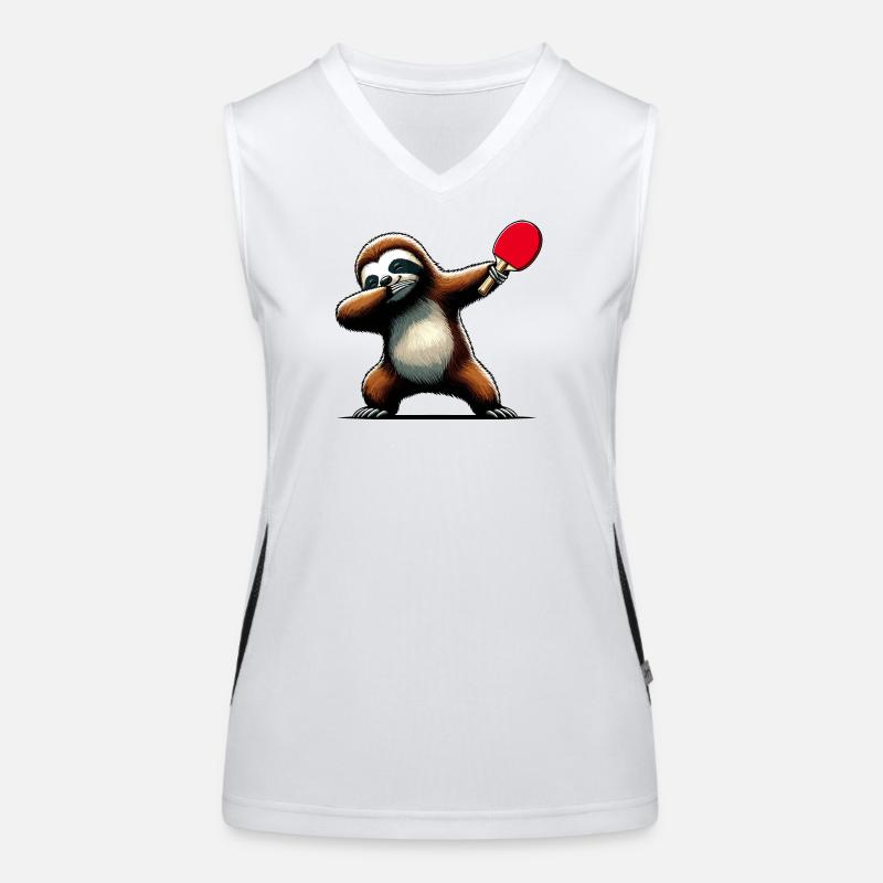 Dabbing Sloth Table Tennis Racket Ping Pong Women's Functional Contrast Tank Top
