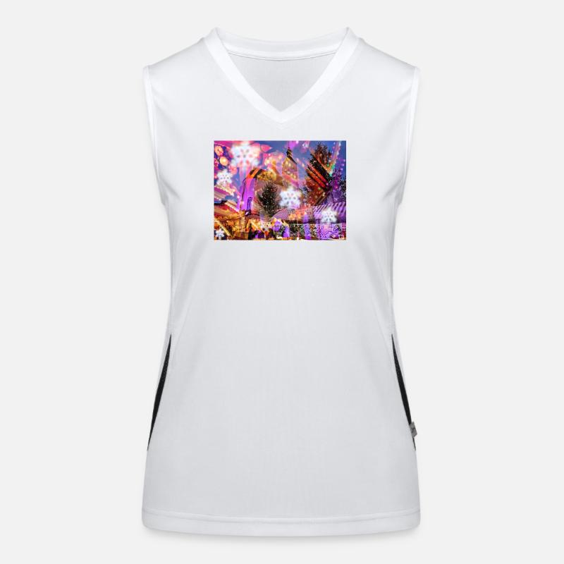 Weihnachtsmarkt Impression, Frohe Weihnachten Funktionelles Kontrast-Tank Top für Frauen