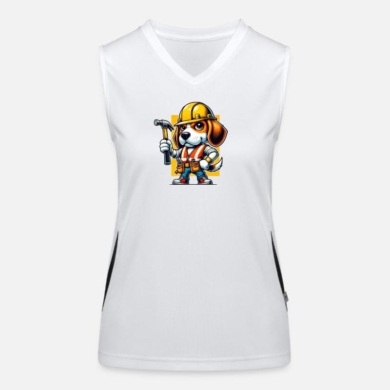Beagle Bauarbeiter Funktionelles Kontrast-Tank Top für Frauen
