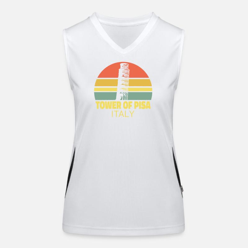 Leaning Tower of Pisa Retro Sunset Silhouette Women's Functional Contrast Tank Top