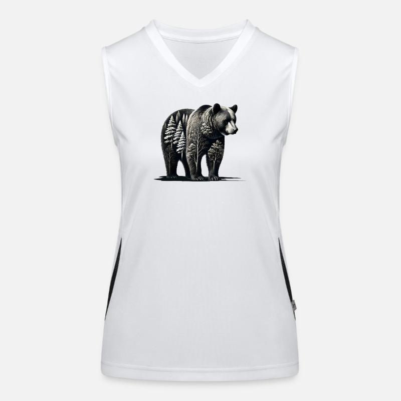 Mystical Forest Bear – Nature Illustration Women's Functional Contrast Tank Top