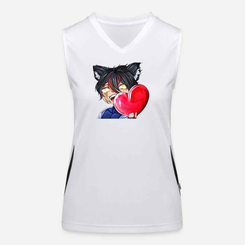 Chibi mit Herz Funktionelles Kontrast-Tank Top für Frauen