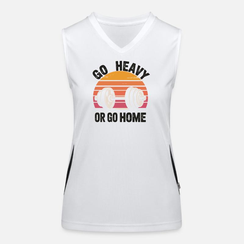 Go Heavy oder Go Home Retro Langhantel Funktionelles Kontrast-Tank Top für Frauen