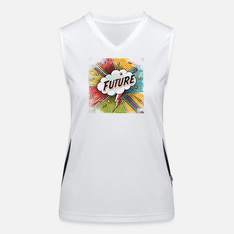 FUTURE in a Pop Art Style Funktionelles Kontrast-Tank Top für Frauen