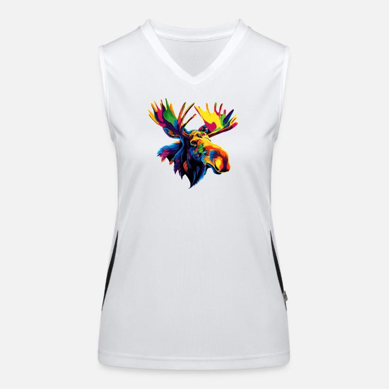 Elch Moose Elchbulle Geweih Hirsch Wilde Elche Funktionelles Kontrast-Tank Top für Frauen