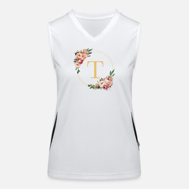 T Monogram, Flower Wreath, Personalizable Women's Functional Contrast Tank Top