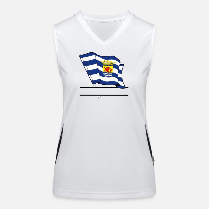 Flagge Zeeland Textbanner Funktionelles Kontrast-Tank Top für Frauen