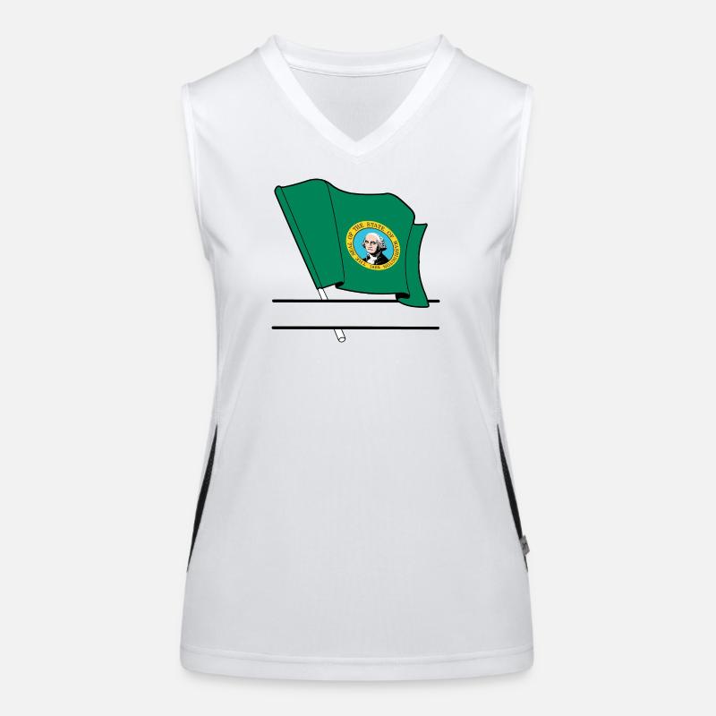 Flagge Washington Text Banner Funktionelles Kontrast-Tank Top für Frauen