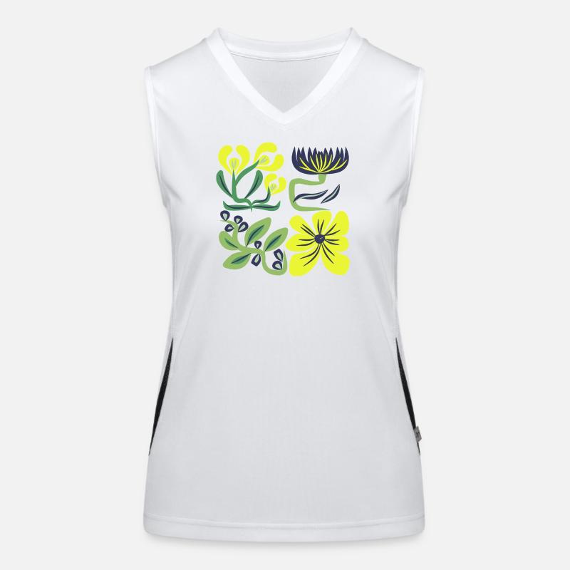 Neon Yellow Flowers Pattern Women's Functional Contrast Tank Top