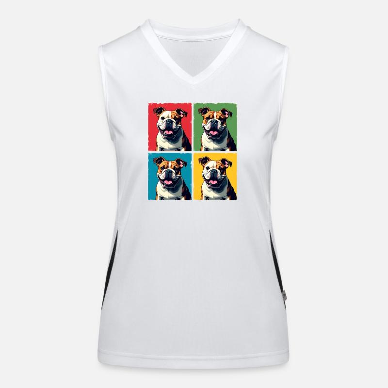 Pop Art Bulldog, Bubbles, Pancake, Chonk, Nibbles Women's Functional Contrast Tank Top