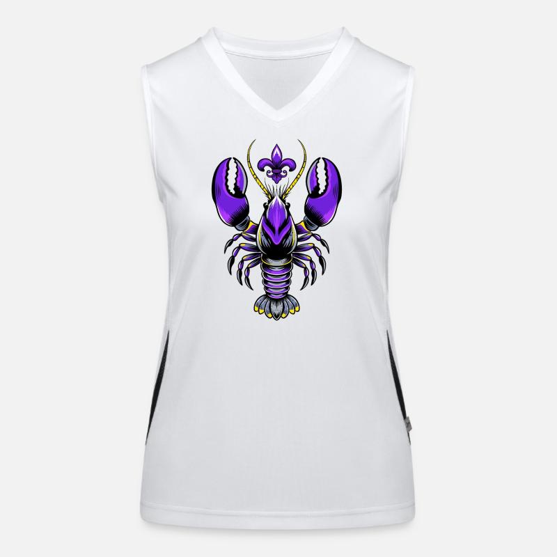 Mardi Gras crawfish with fleur-de-lis design Women's Functional Contrast Tank Top