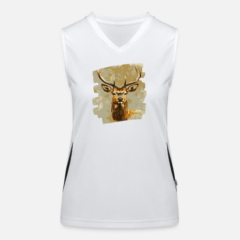 Hirsch mit Geweih Funktionelles Kontrast-Tank Top für Frauen