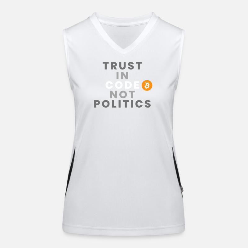 Confiance dans le code et non dans la politique (Bitcoin, Crypto) Débardeur respirant contrasté Femme