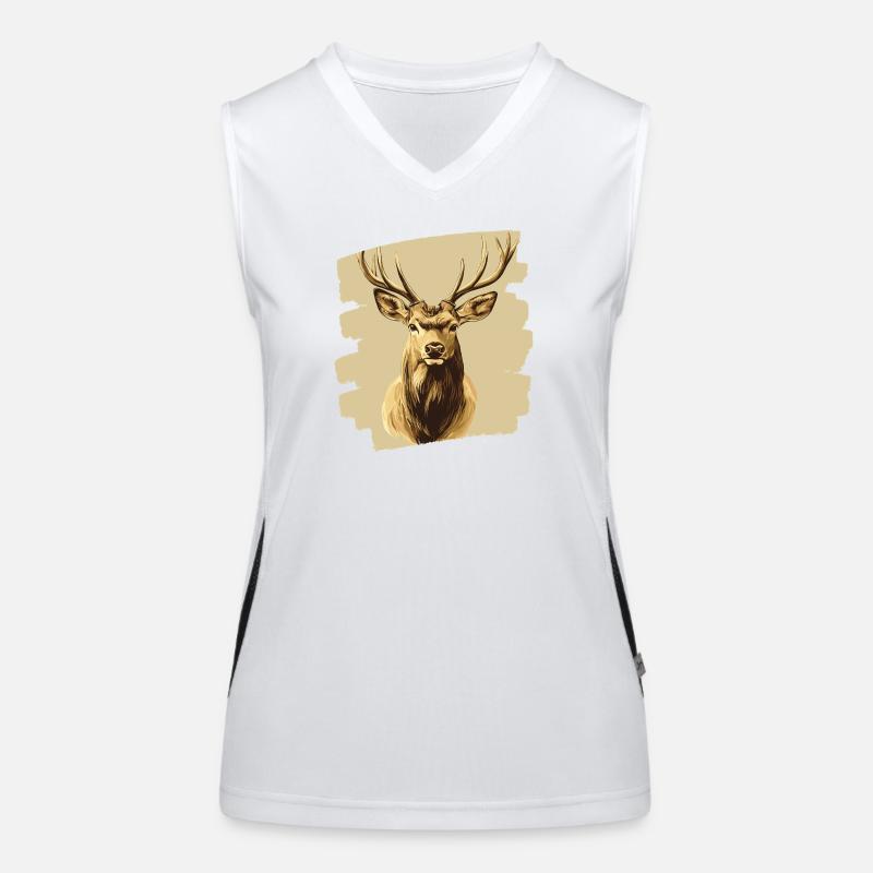 Hirsch mit Geweih Funktionelles Kontrast-Tank Top für Frauen
