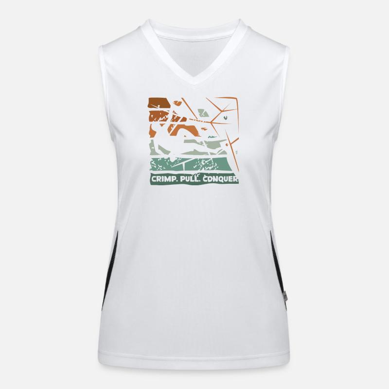 Bouldern – Crimp. Pull. Conquer. Funktionelles Kontrast-Tank Top für Frauen