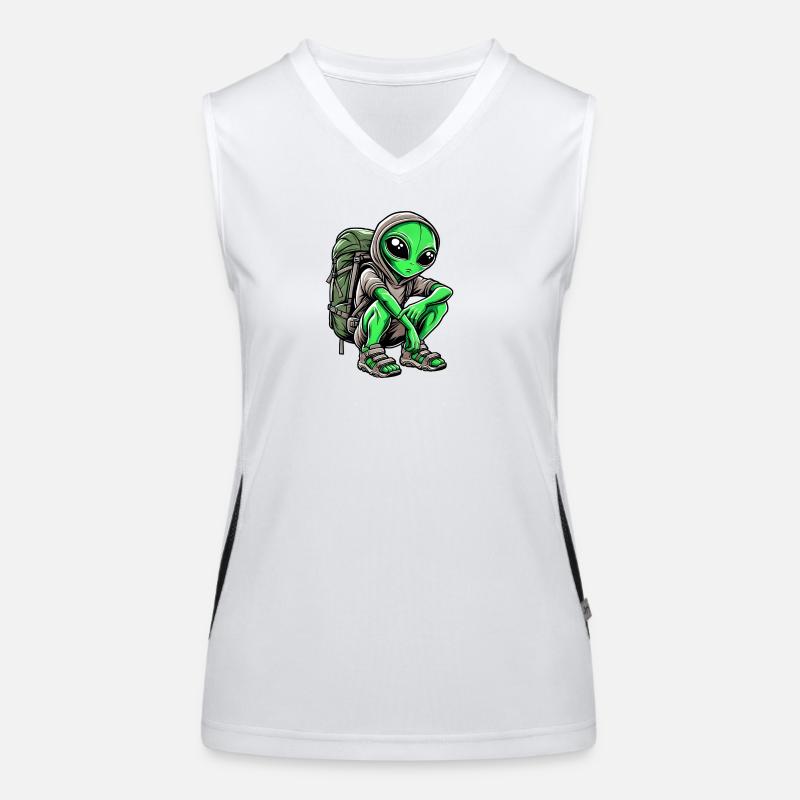 Alien Backpacker Design Funktionelles Kontrast-Tank Top für Frauen