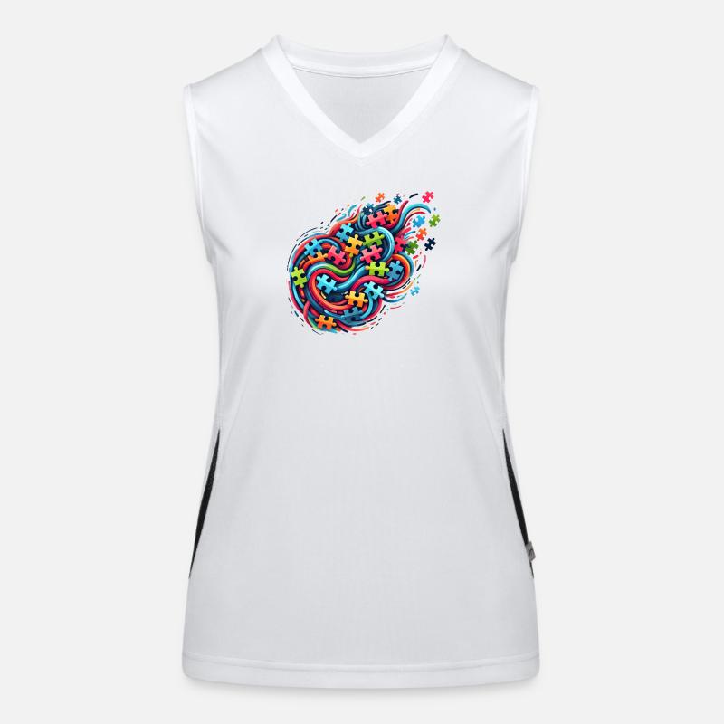 Colorful puzzle-inspired design Women's Functional Contrast Tank Top