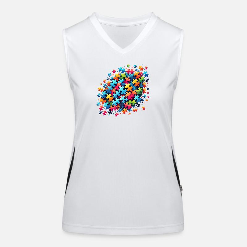 Colorful Puzzle Design for Creative Expression Women's Functional Contrast Tank Top