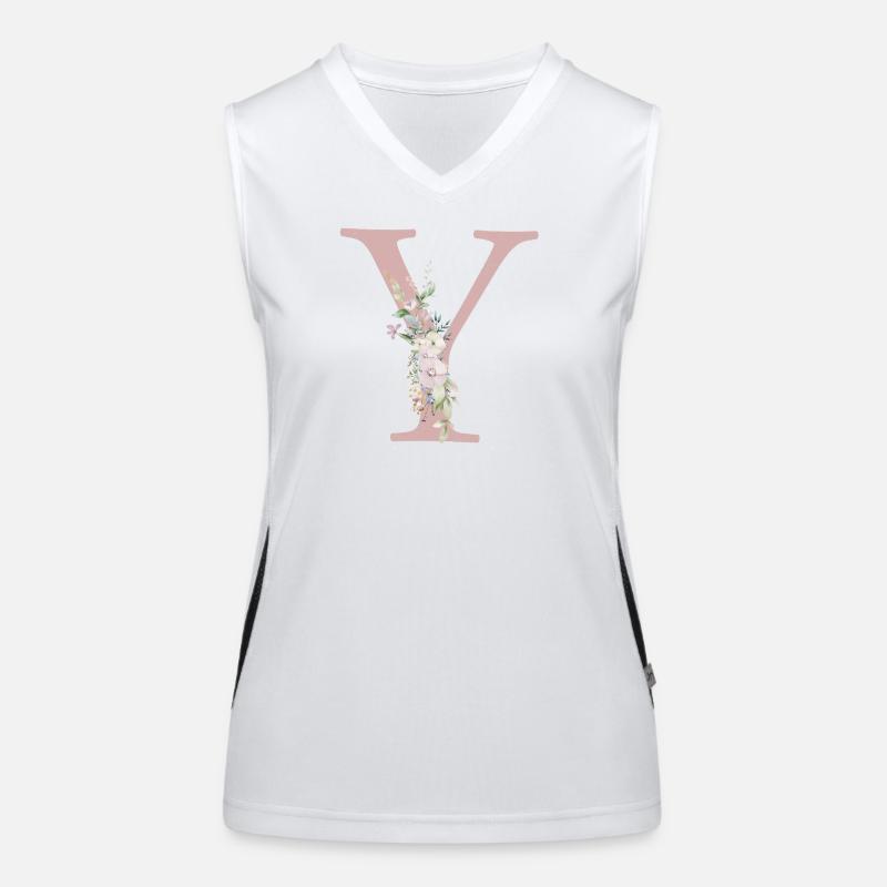 Y Monogramm, Floral, personalisierbar Funktionelles Kontrast-Tank Top für Frauen