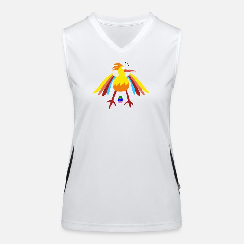 Rainbow Feathered Bird with Egg Illustration Women's Functional Contrast Tank Top